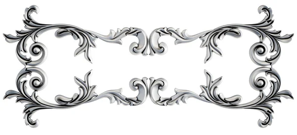 Crome Ornamental Segments Seamless Pattern White Background Luxury Carving Decoration — Stock Photo, Image