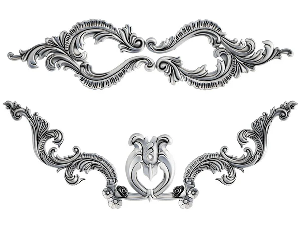 Crome Ornamentale Segmente Nahtloses Muster Auf Weißem Hintergrund Luxus Schnitzdekoration — Stockfoto