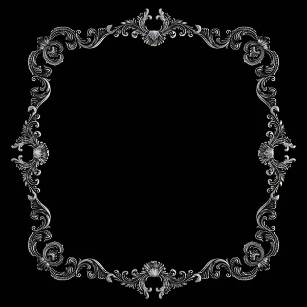 Хром Орнамент Черном Фоне Изолирована Иллюстрация — стоковое фото