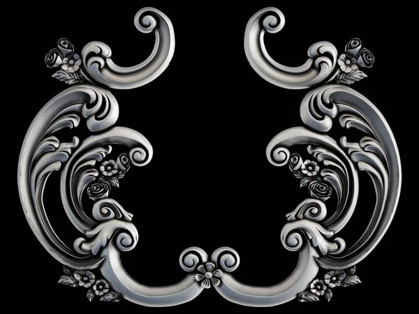 Ornamento Cromato Sfondo Nero Isolato Illustrazione — Foto Stock