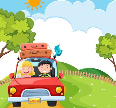 Bir çift yol gezisi tatil illüstrasyon