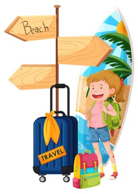 Beach resimde bir Backpacker Seyahat