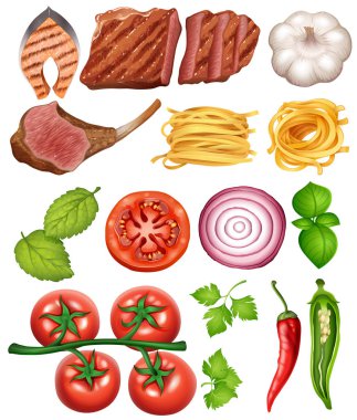 Gıda ve beyaz arka plan illüstrasyon tarifi