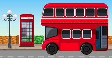 Londra çift katlı otobüs şehir çizimde