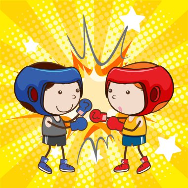 Çizgi arka plan illüstrasyon bir boks dövüş