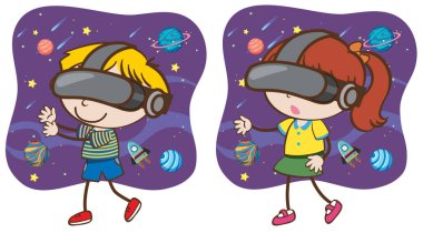 Çocuklar sanal Reality Game iskambil illüstrasyon