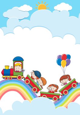 Bir trende bir gökkuşağı gezi illüstrasyon