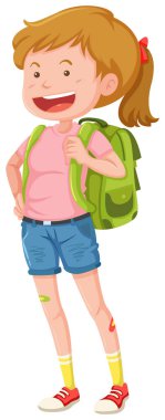 Genç Backpacker üzerinde beyaz arka plan illüstrasyon