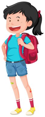 Genç Backpacker üzerinde beyaz arka plan illüstrasyon