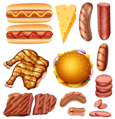 Et ayarla ve yemek illüstrasyon