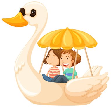 Çift ördek pedallı bot illüstrasyon sürme