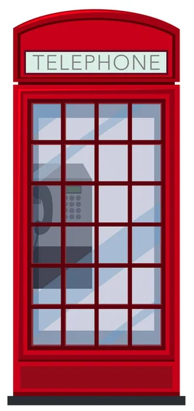 Red Telephone Booth White Background Illustration — Stock Vector