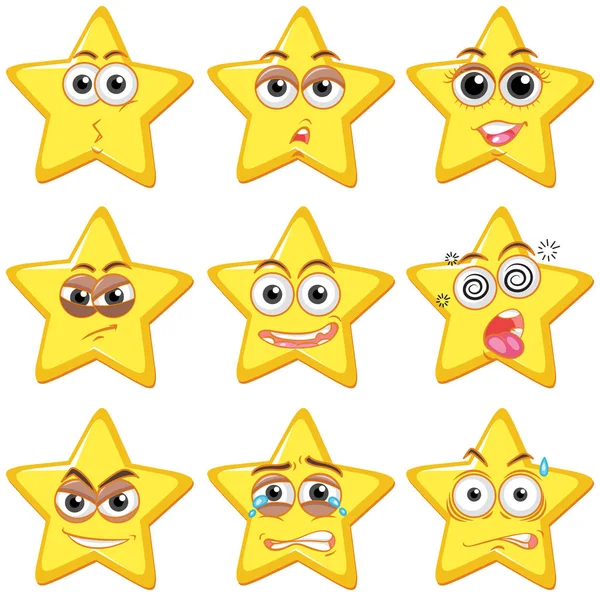 Inställd Stjärna Med Ansiktsuttryck Illustration — Stock vektor