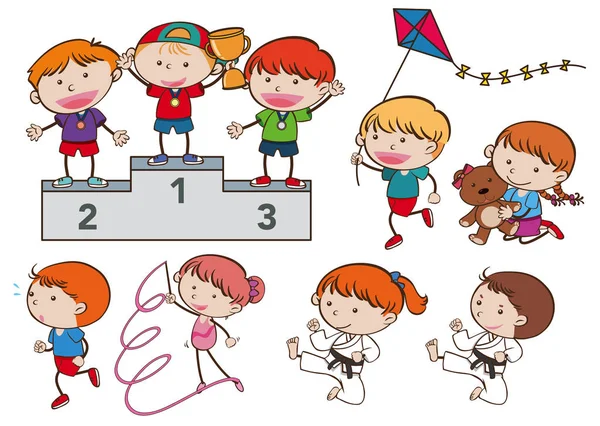 Inställd Sport Kids Illustration — Stock vektor