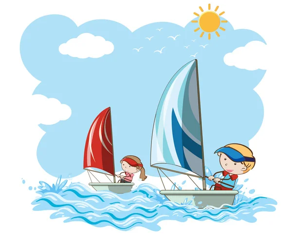 Velero Competencia Sobre Fondo Blanco Ilustración — Vector de stock