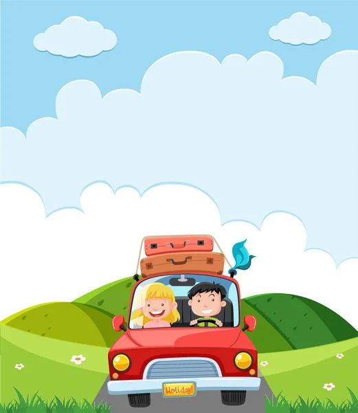 Una Pareja Viaje Por Carretera Ilustración — Vector de stock