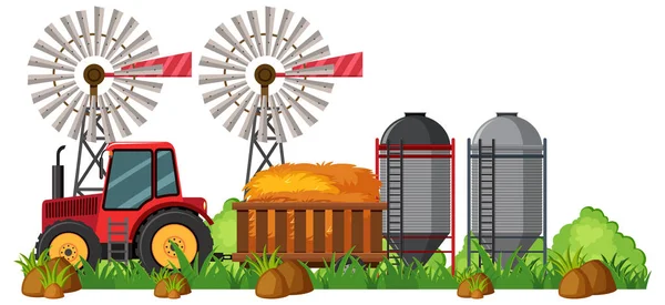 Une Scène Agricole Une Illustration Tracteur — Image vectorielle