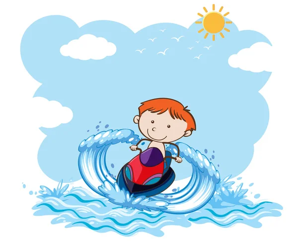 Una Ilustración Boy Riding Jet Ski — Vector de stock