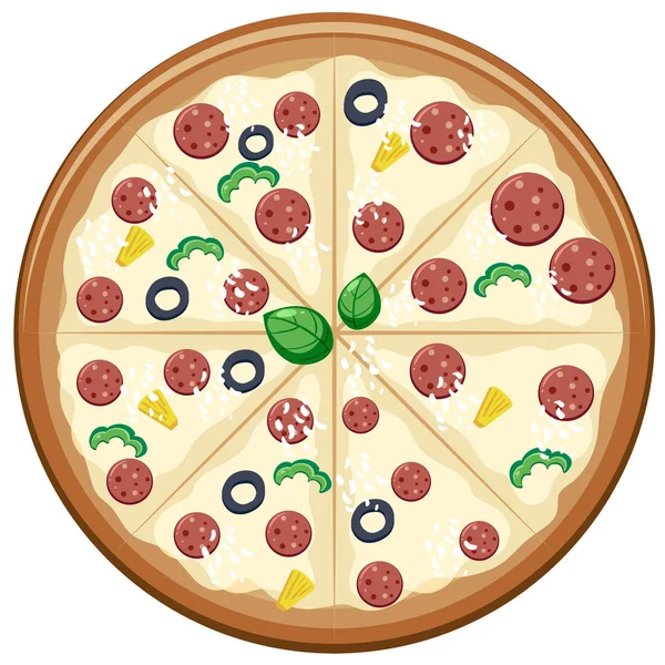 Italiensk Pizza Från Top View Illustration — Stock vektor