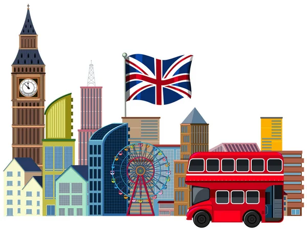 Ett British Travel Element Vit Bakgrund Illustration — Stock vektor