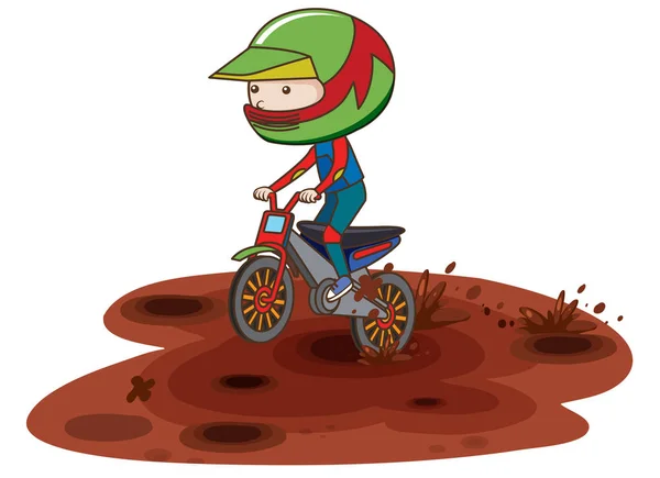 Uma Corrida Motocross Ilustração Lama — Vetor de Stock