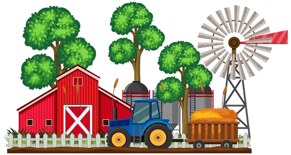 Uma Cena Agricultura Ilustração Trator —  Vetores de Stock