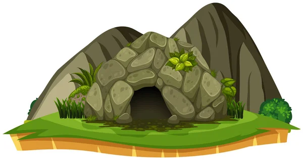 Uma Caverna Pedra Ilustração Fundo Branco —  Vetores de Stock