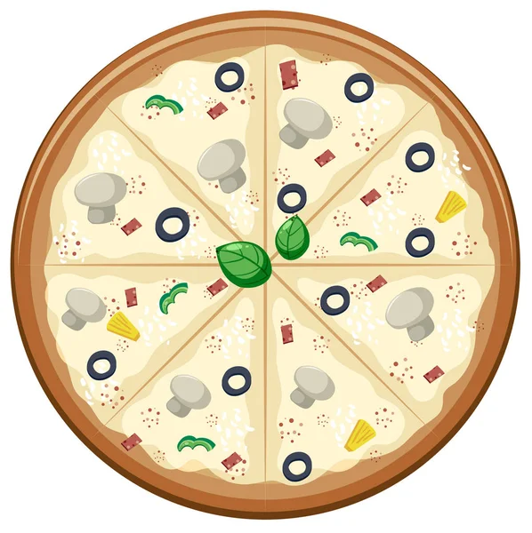 Pizza Gräddsås Vit Bakgrund Illustration — Stock vektor