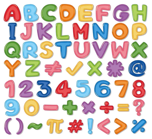 Kleurrijke Engelse Alfabet Nummer Illustratie — Stockvector