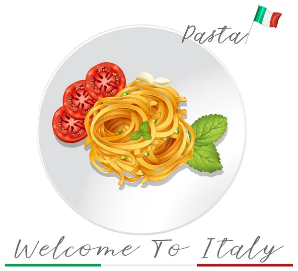 Italiaanse Pasta Witte Achtergrond Afbeelding — Stockvector