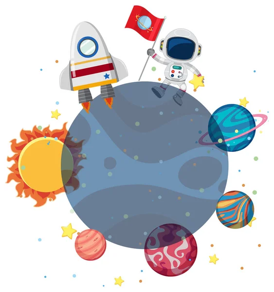 Astronaut Space Illustration — Stock Vector