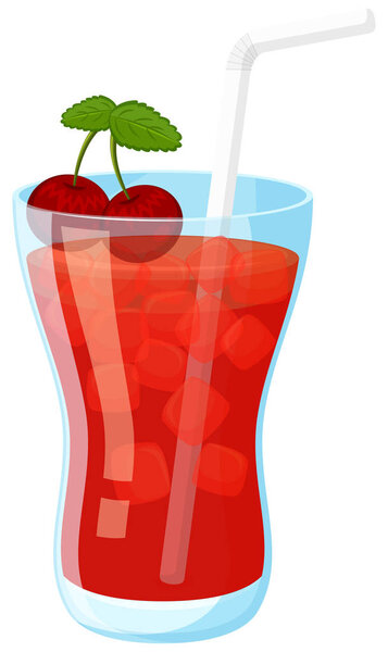 Red Cherry Cocktail on White Background illustration