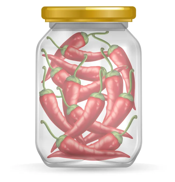 Red Chilli Augurk Jar Illustratie — Stockvector