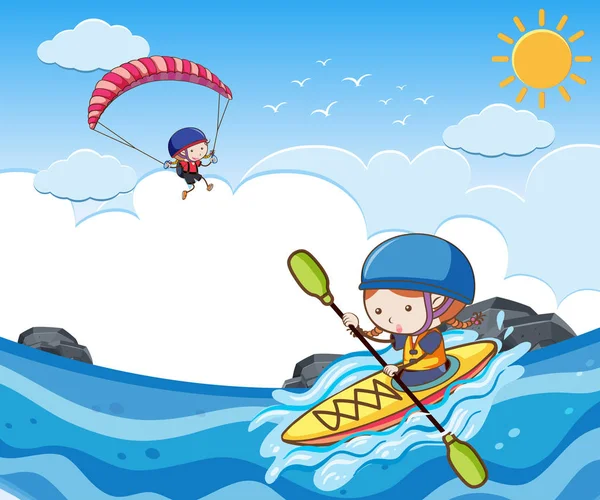 Children Doing Summer Sport Activity Illustration — Stock Vector