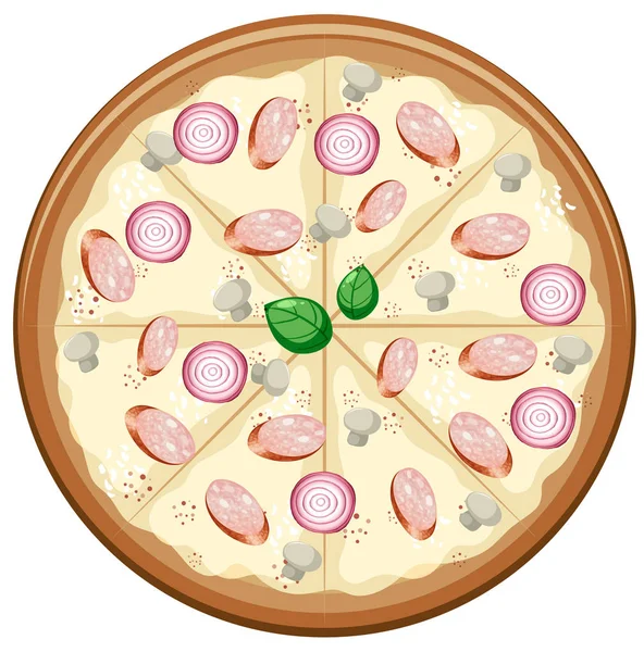 Ursprungliga Italand Pizza Vit Bakgrund Illustration — Stock vektor