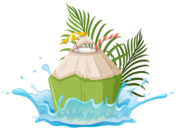 Ein Kokosgetränk Auf Weißem Hintergrund — Stockvektor