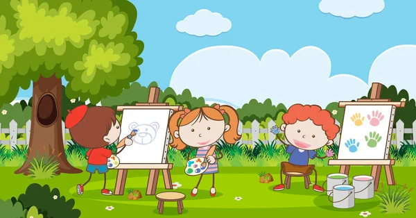 Desenho Infantil Pintura Ilustração —  Vetores de Stock