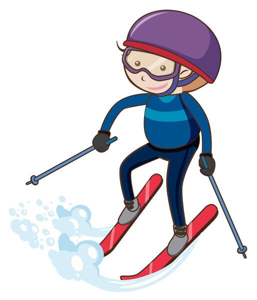   A Boy Skiing on White Background illustration