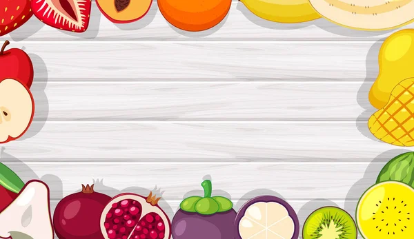 Summer Tropical Fruit Wooden Frame Ilustração — Vetor de Stock