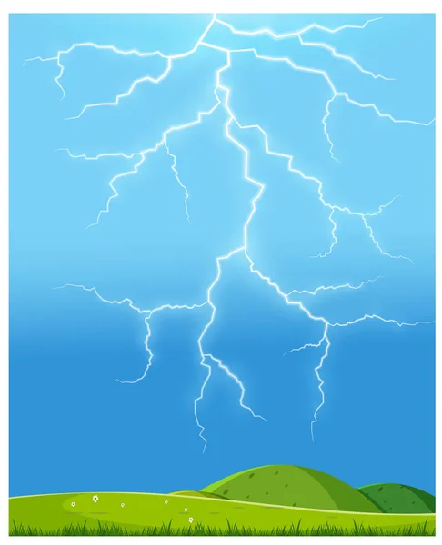 Illustration Orage Naturel Sur Colline — Image vectorielle