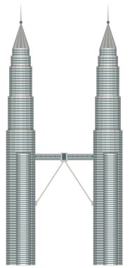 Bir Malasia Petronas Kuala Lumpur illüstrasyonu