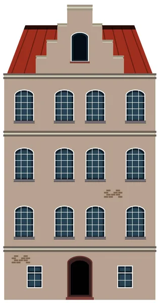 Bâtiment Style Hollandais Sur Fond Blanc Illustration — Image vectorielle