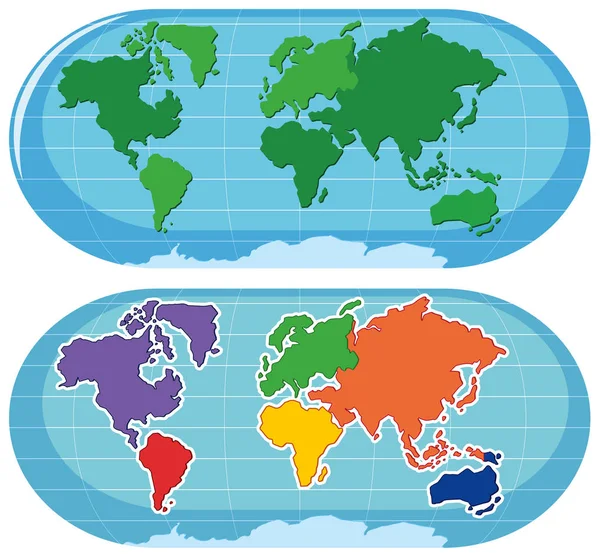 Conjunto Mapas Del Mundo Ilustración — Vector de stock