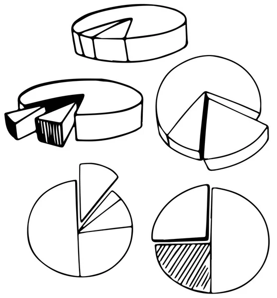 Set Illustrazioni Doodle Pie Chart — Vettoriale Stock