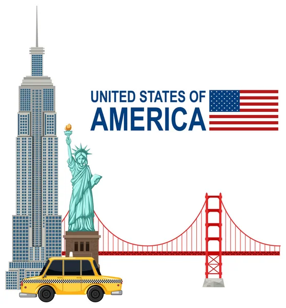 Állítsa Usa Ban Landmark Illusztráció — Stock Vector