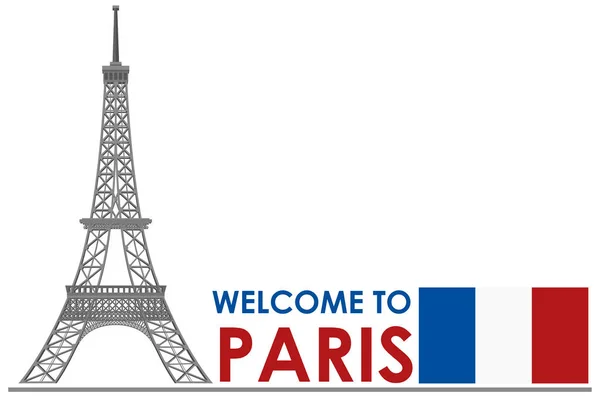 Bienvenido Ilustración Torre Eiffel París — Vector de stock