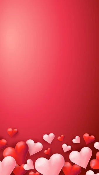 Fondo Rojo Con Ilustración Corazones — Vector de stock