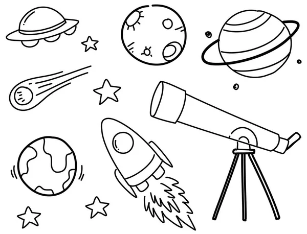 Set Space Doodles Illustration — Stock Vector