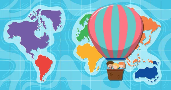Ballon Air Chaud Devant Illustration Carte — Image vectorielle