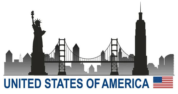 Une Illustration Emblématique Des États Unis Amérique — Image vectorielle